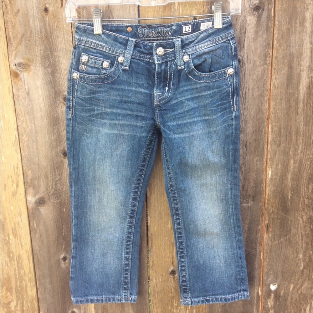 Miss Me Blue Embellished Capri Size 12 - Picture 4 of 6
